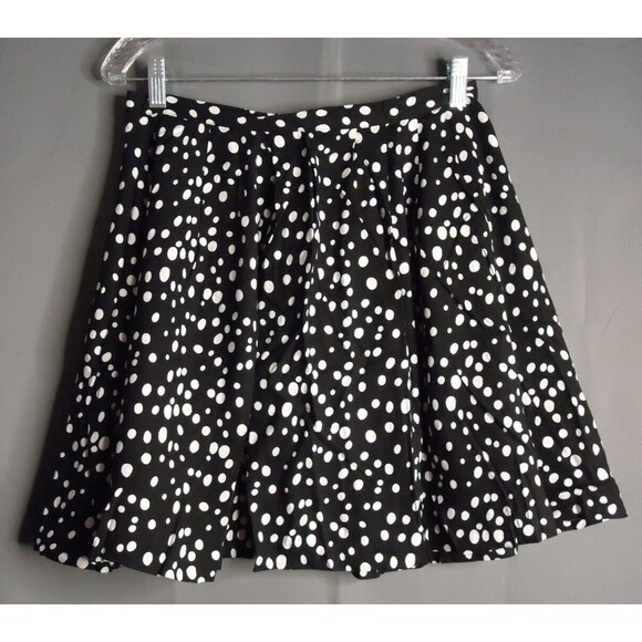 Forever 21 Essentials Black/White Polka Dot Pleated A Line Skirt Womens Size S/P - Picture 2 of 9